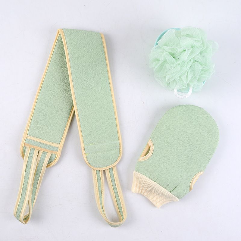 Green 3-Piece Exfoliating Bath Set with Long-Handle Back Scrubber, Exfoliating Glove & Loofah Sponge for Deep V888-ELOSUNG47296