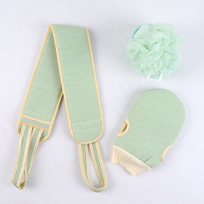 Green 3-Piece Exfoliating Bath Set with Long-Handle Back Scrubber, Exfoliating Glove & Loofah Sponge for Deep V888-ELOSUNG47296