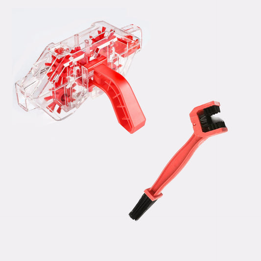 Red Transparent Bicycle Chain Cleaner with Visualization Design - Immersion Wash Tool for Road & Mountain V888-ELOSUNG47300