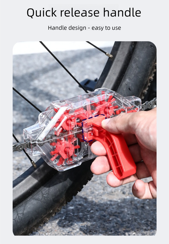 Red Transparent Bicycle Chain Cleaner with Visualization Design - Immersion Wash Tool for Road & Mountain V888-ELOSUNG47300