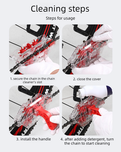 Red Transparent Bicycle Chain Cleaner with Visualization Design - Immersion Wash Tool for Road & Mountain V888-ELOSUNG47300