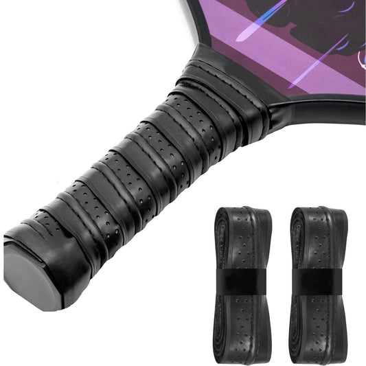 2-Pack Black Anti-Slip PU Overgrip Tape for Pickleball, Tennis & Badminton Rackets - Sweat-Absorbing Handle V888-ELOSUNG47309