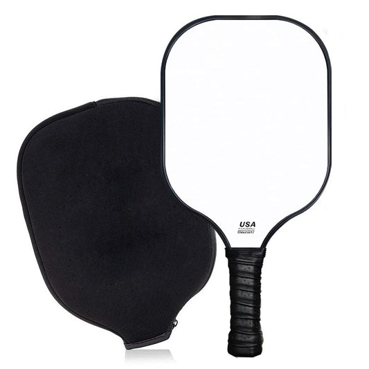 White Fiberglass Pickleball Paddle Set with Black Neoprene Protective Cover - Lightweight Outdoor Sports V888-ELOSUNG47324