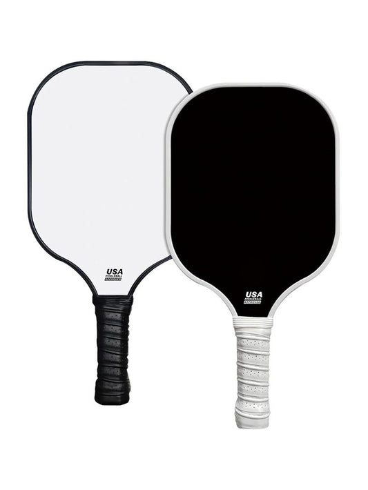 Black and White Fiberglass Pickleball Paddle Set - 2 Minimalist Paddles, 4 Balls, and Carry Bag for Outdoor V888-ELOSUNG47328