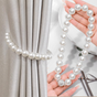 3 Pairs Magnetic Pearl Curtain Tiebacks(25cm) - No-Drill ABS Bead Holdback with Rhinestone Clasp V888-ELOSUNG47338