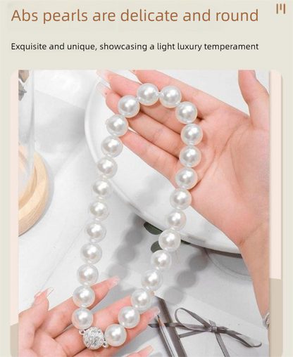 3 Pairs Magnetic Pearl Curtain Tiebacks(40cm) - No-Drill ABS Bead Holdback with Rhinestone Clasp V888-ELOSUNG47339