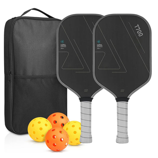 Grey T700 Carbon Fiber Pickleball Paddle Set - 16mm Textured Matte Finish with Oxford Carry Bag & PE Balls V888-ELOSUNG47351