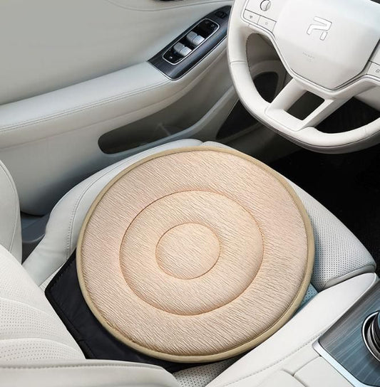 Beige 360 degrees Swivel Car Seat Cushion - Portable Rotating Transfer Aid for Elderly, Pregnant Women & V888-ELOSUNG47360