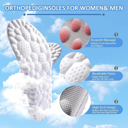 3 Pairs Black 4D Cloud Insoles for Men and Women Insoles Super Soft Anti-Fatigue, Shock Absorption, Relieve V888-ELOSUNG47372