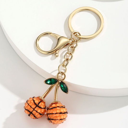 2 Pcs Basketball shape design Creative Sports Ball Cherry Keychain - Cute Resin Charm for Car Keys, Bags & V888-ELOSUNG47391