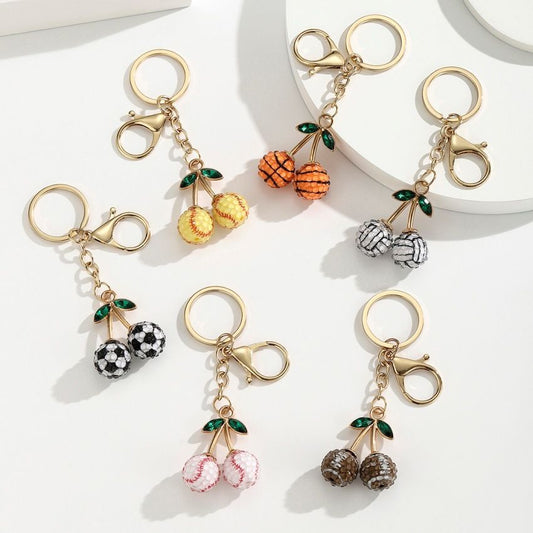 2 Pcs Basketball shape design Creative Sports Ball Cherry Keychain - Cute Resin Charm for Car Keys, Bags & V888-ELOSUNG47391