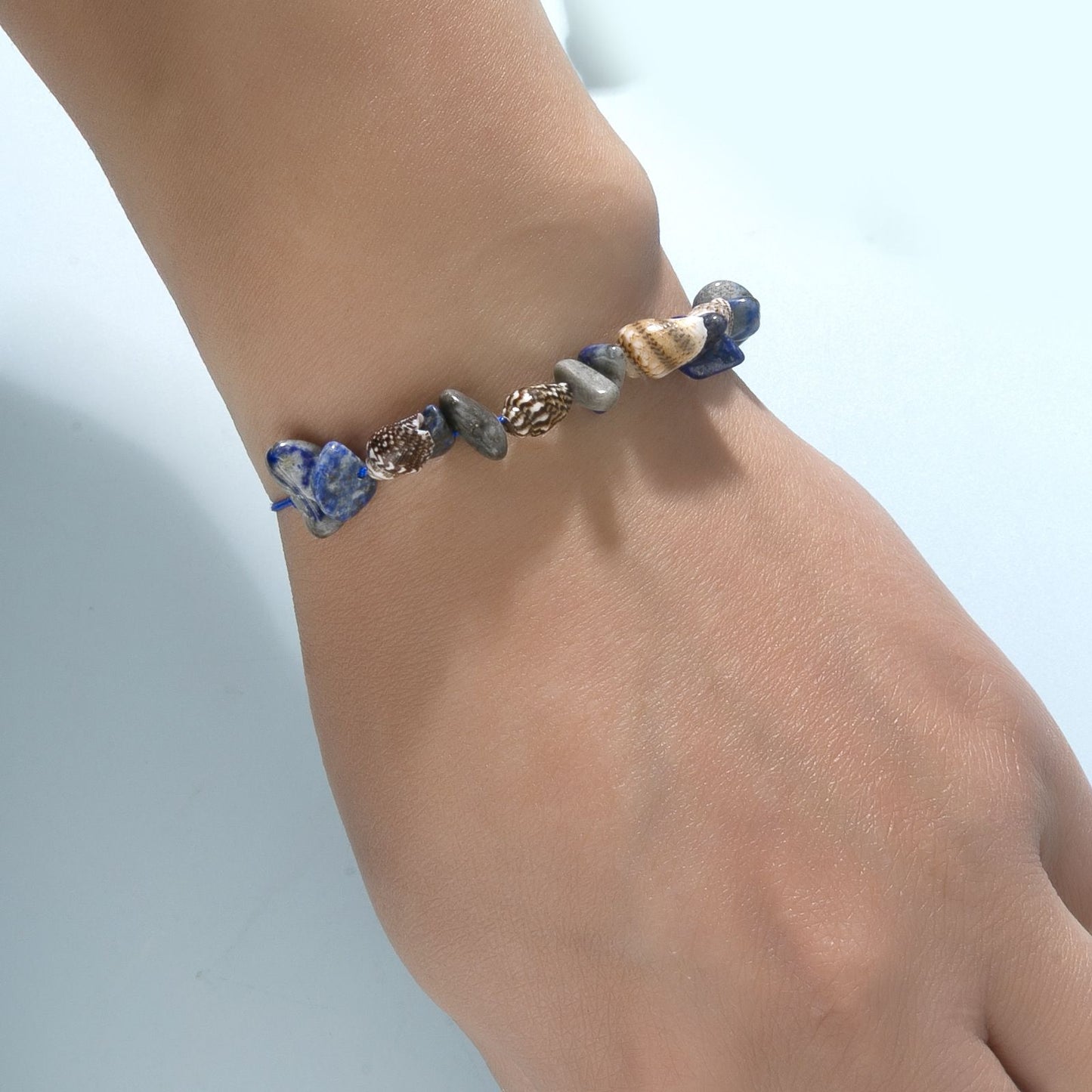 Boho Braided Shell & Crystal Bracelet Set - 12-Piece Adjustable Woven Jewelry with Conch, Beads & Stone Charms V888-ELOSUNG47392