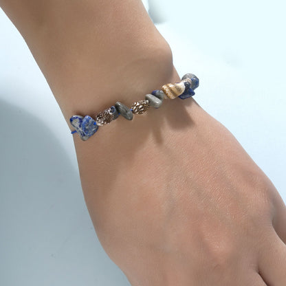 Boho Braided Shell & Crystal Bracelet Set - 12-Piece Adjustable Woven Jewelry with Conch, Beads & Stone Charms V888-ELOSUNG47392