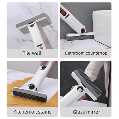 Mini Handheld Sponge Mop - Self-Squeezing, No-Touch Cleaning with 4 Replaceable Heads for Kitchen, Bathroom & V888-ELOSUNG47393