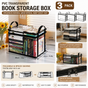 3 Pcs Large Clear PVC Book Storage Box - Foldable, Dustproof & Transparent Organizer with Handles for Home, V888-ELOSUNG47394