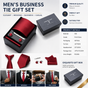 Red Premium Men's 4-Piece Formal Tie Set -  Necktie, Pocket Square, Cufflinks, and Tie Clip in a Luxury Gift Box