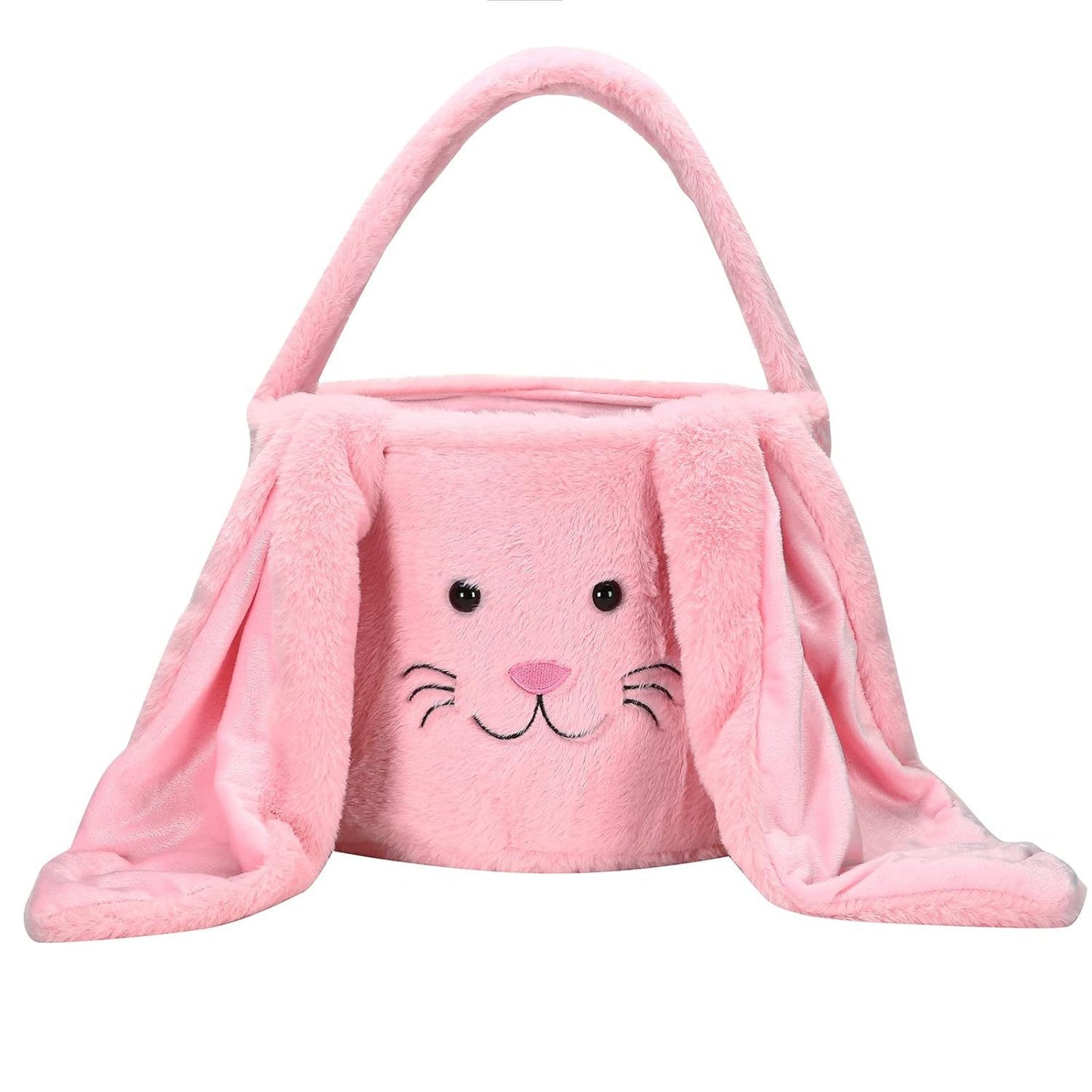 Pink Cute Plush Bunny Easter Basket with Long Ears and Personalization Option for Kids Egg Hunt and Spring V888-ELOSUNG48001