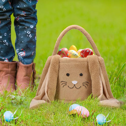 Pink Cute Plush Bunny Easter Basket with Long Ears and Personalization Option for Kids Egg Hunt and Spring V888-ELOSUNG48001