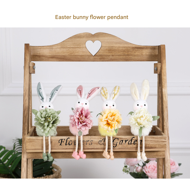 Green Easter Bunny Flower Hanging Decoration for Home, Garden or Party Scene V888-ELOSUNG48010
