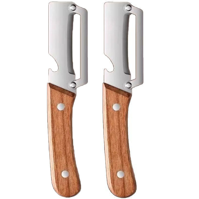 2-PCS Multi-Function Stainless Steel Peeler with Wooden Handle for Fruits, Vegetables, Sugarcane and Bottle V888-ELOSUNG48015