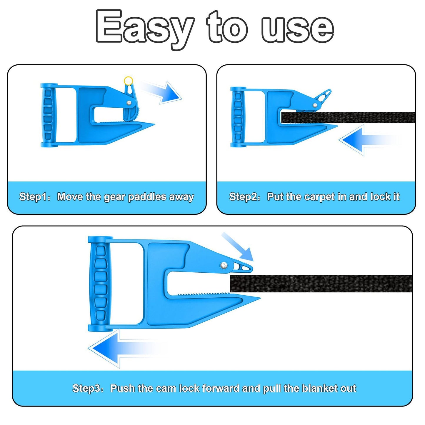 Blue Mat Lifter Handle Set of 2 - Lightweight Plastic Tool for Easy, Hands-Free Moving of Rugs, Mats, and V888-ELOSUNG48020