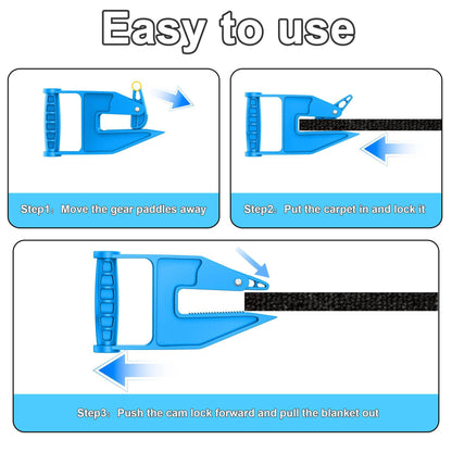 Blue Mat Lifter Handle Set of 2 - Lightweight Plastic Tool for Easy, Hands-Free Moving of Rugs, Mats, and V888-ELOSUNG48020