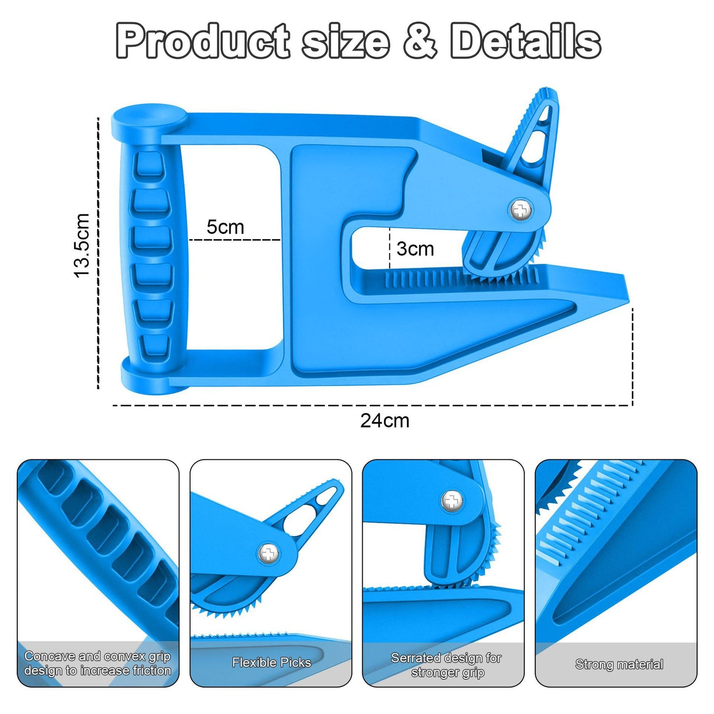 Blue Mat Lifter Handle Set of 2 - Lightweight Plastic Tool for Easy, Hands-Free Moving of Rugs, Mats, and V888-ELOSUNG48020