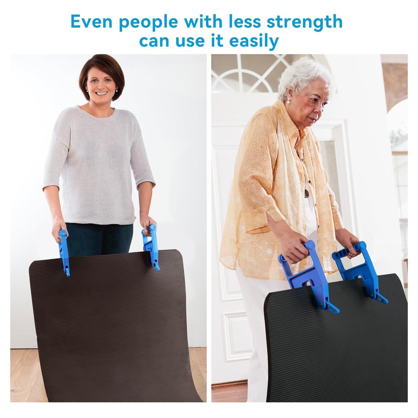 Blue Mat Lifter Handle Set of 2 - Lightweight Plastic Tool for Easy, Hands-Free Moving of Rugs, Mats, and V888-ELOSUNG48020