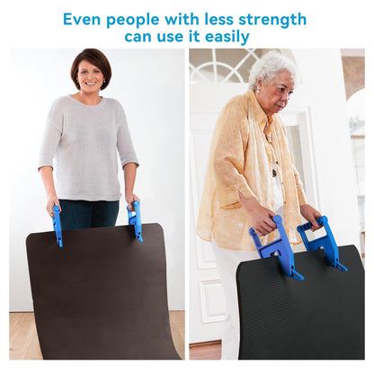 Blue Mat Lifter Handle Set of 2 - Lightweight Plastic Tool for Easy, Hands-Free Moving of Rugs, Mats, and V888-ELOSUNG48020