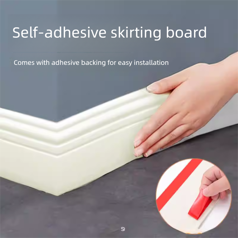 White 3-Meter Self-Adhesive Reinforced Skirting Board - 10 cm Wide Wall Decorative Trim for Home Interior V888-ELOSUNG48028