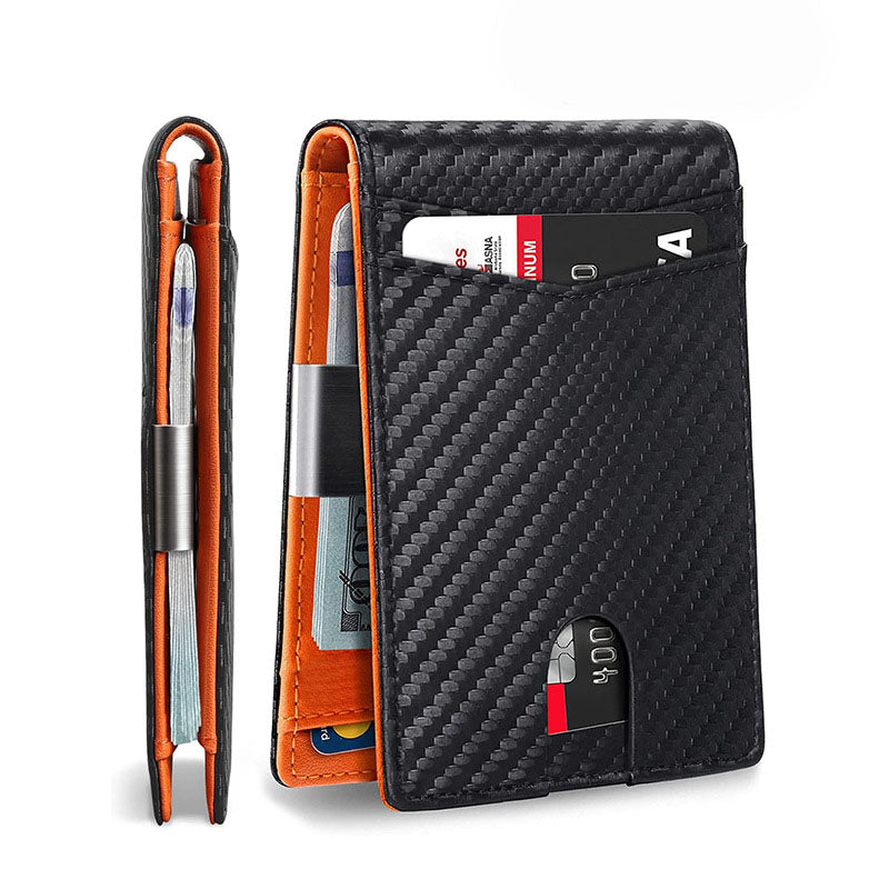 Black and orange 12-Card Slot Men's Wallet with RFID Protection - Slim, Durable, and Secure Bifold Wallet V888-ELOSUNG48035