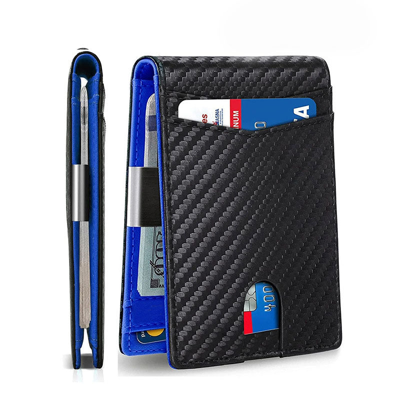 Black and blue 12-Card Slot Men's Wallet with RFID Protection - Slim, Durable, and Secure Bifold Wallet V888-ELOSUNG48036