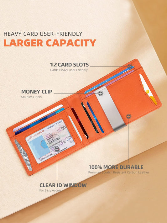 Black and blue 12-Card Slot Men's Wallet with RFID Protection - Slim, Durable, and Secure Bifold Wallet V888-ELOSUNG48036
