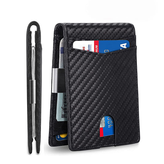Black 12-Card Slot Men's Wallet with RFID Protection - Slim, Durable, and Secure Bifold Wallet V888-ELOSUNG48037