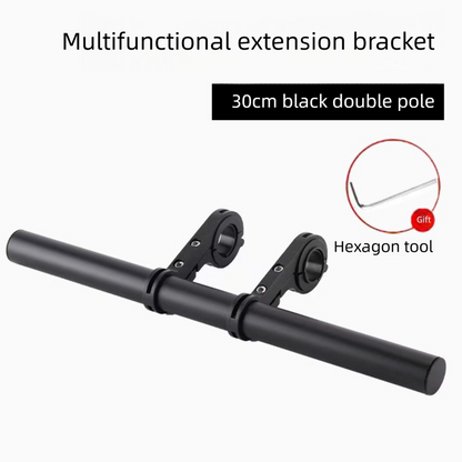 Black 30cm Aluminum Bicycle Handlebar Extension Bracket - Multi-Functional Mount for Bike Accessories V888-ELOSUNG48040