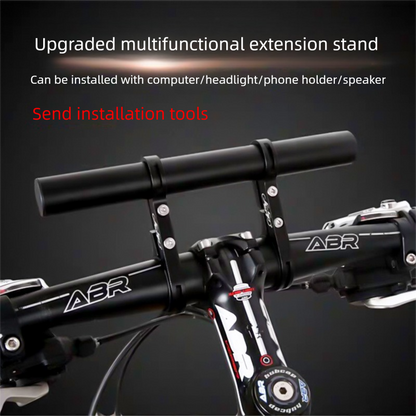 Black 30cm Aluminum Bicycle Handlebar Extension Bracket - Multi-Functional Mount for Bike Accessories V888-ELOSUNG48040