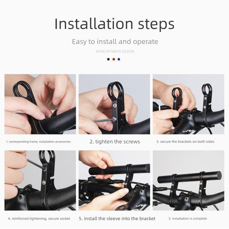 Black 30cm Aluminum Bicycle Handlebar Extension Bracket - Multi-Functional Mount for Bike Accessories V888-ELOSUNG48040