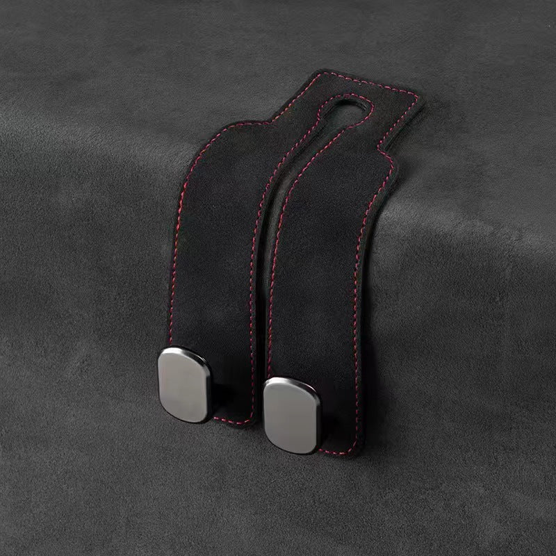 Black 4-Pack Car Seat Back Hooks - Hidden Suede Leather with Metal Hooks for Storage and Phone Stand V888-ELOSUNG48042
