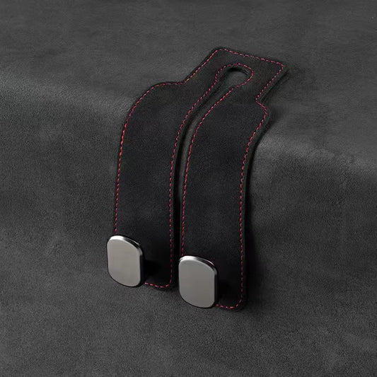 Black 4-Pack Car Seat Back Hooks - Hidden Suede Leather with Metal Hooks for Storage and Phone Stand V888-ELOSUNG48042