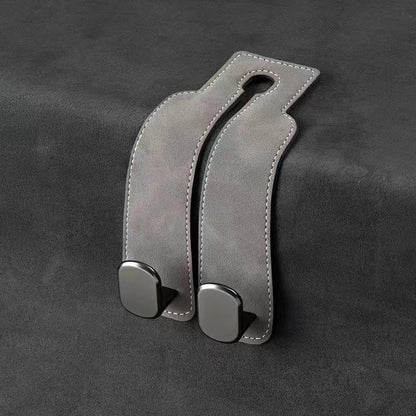 Grey 4-Pack Car Seat Back Hooks - Hidden Suede Leather with Metal Hooks for Storage and Phone Stand V888-ELOSUNG48043