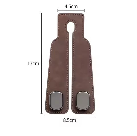 Brown 4-Pack Car Seat Back Hooks - Hidden Suede Leather with Metal Hooks for Storage and Phone Stand V888-ELOSUNG48044
