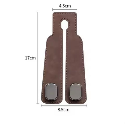 Brown 4-Pack Car Seat Back Hooks - Hidden Suede Leather with Metal Hooks for Storage and Phone Stand V888-ELOSUNG48044