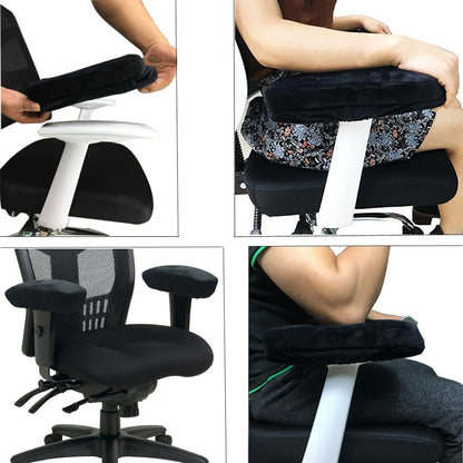 Black 2-Pack Chair Armrest Pad - Memory Foam Elbow Support Cushion for Office and Home Chairs V888-ELOSUNG48053