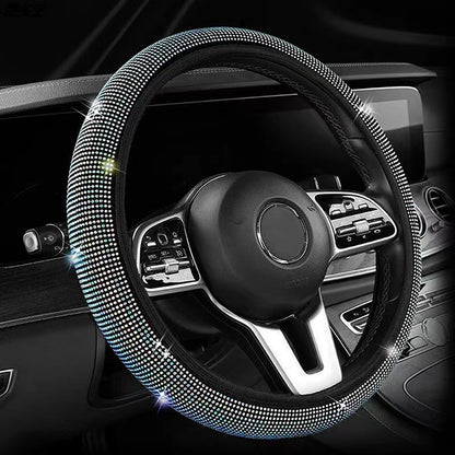 Colorful Crystal Rhinestone Steering Wheel Cover - Elastic Stretch Design with Full Diamond Embellishment V888-ELOSUNG48057