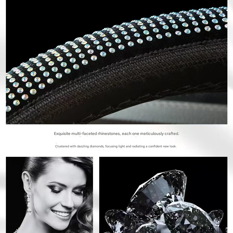 Colorful Crystal Rhinestone Steering Wheel Cover - Elastic Stretch Design with Full Diamond Embellishment V888-ELOSUNG48057