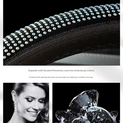 Black Crystal Rhinestone Steering Wheel Cover - Elastic Stretch Design with Full Diamond Embellishment V888-ELOSUNG48058