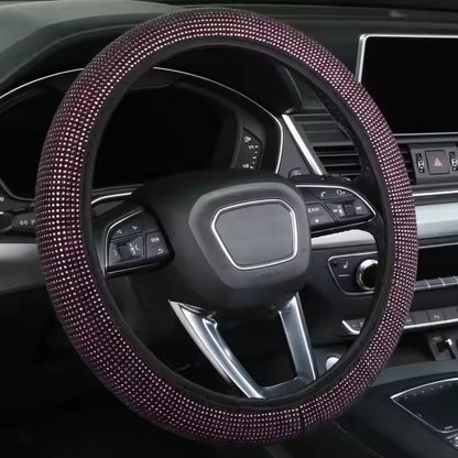 Light purple Crystal Rhinestone Steering Wheel Cover - Elastic Stretch Design with Full Diamond Embellishment V888-ELOSUNG48061