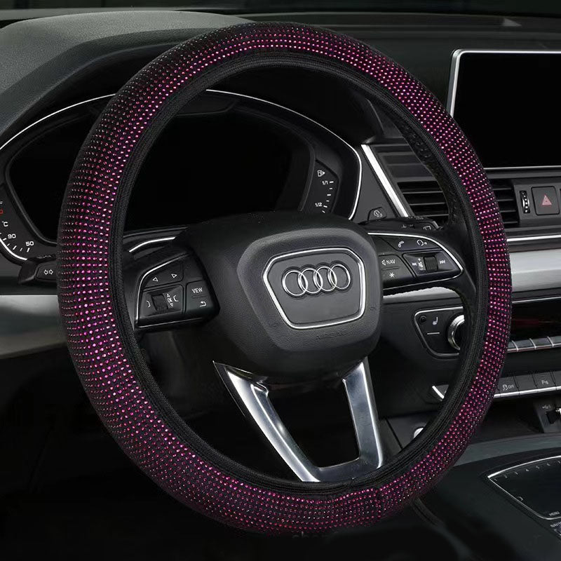 Dark purple Crystal Rhinestone Steering Wheel Cover - Elastic Stretch Design with Full Diamond Embellishment V888-ELOSUNG48062