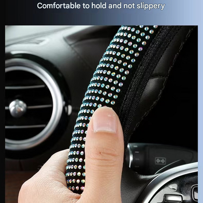 Dark purple Crystal Rhinestone Steering Wheel Cover - Elastic Stretch Design with Full Diamond Embellishment V888-ELOSUNG48062
