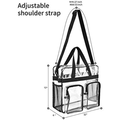 Grey Clear Multi-Pocket Tote Bag - Waterproof & Organized Carryall with Front Zipper Pockets and Adjustable V888-ELOSUNG48080